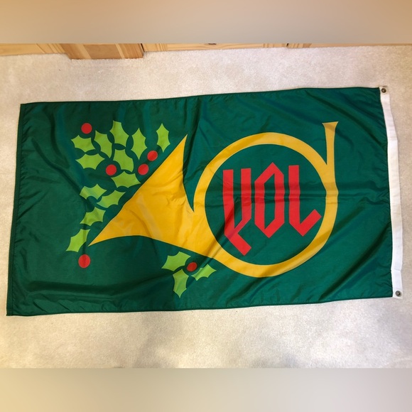 Vintage Christmas Joy Golden Trumpet House Large Flag - Picture 5 of 7